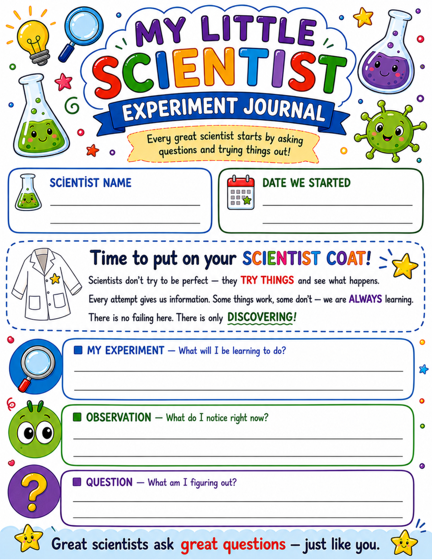 My Little Scientist Experiment Journal