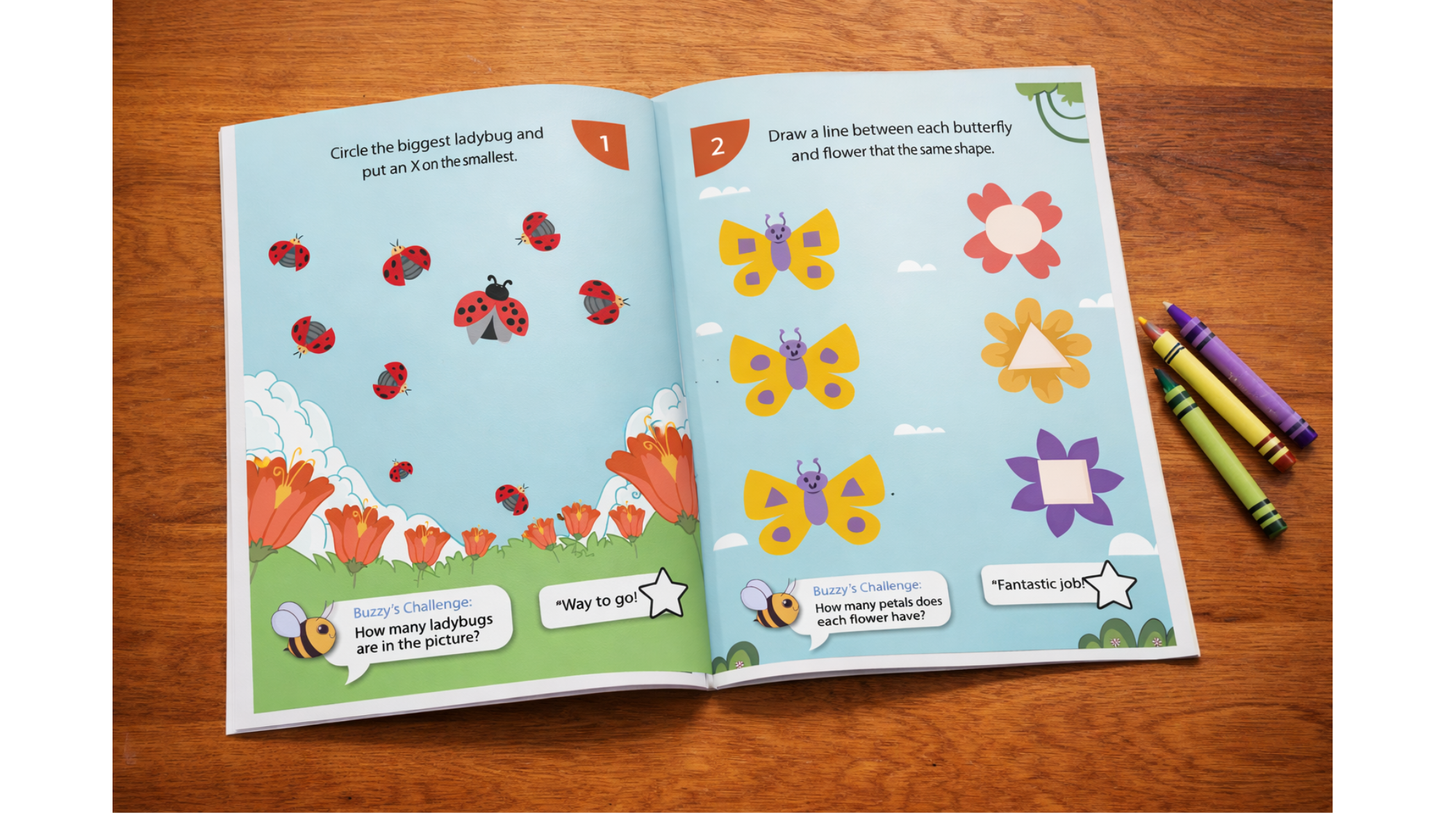 Pre-K Math Adventures Workbook: Patterns, Sorting and More